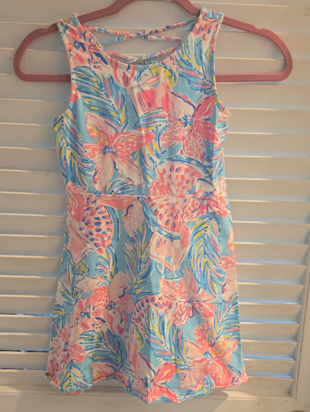 Lilly Pulitzer Pastel Blue & Pink Tropical Print Dress
